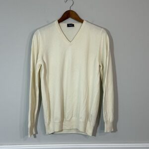Drumohr Cashmere Wool Blend Sweater Men's Sz IT 52 Pale Yellow V Neck Old Money